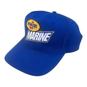 Vintage Vtg Pennzoil Marine Boating Snap Back Hat Blue Out Door Racing Oil